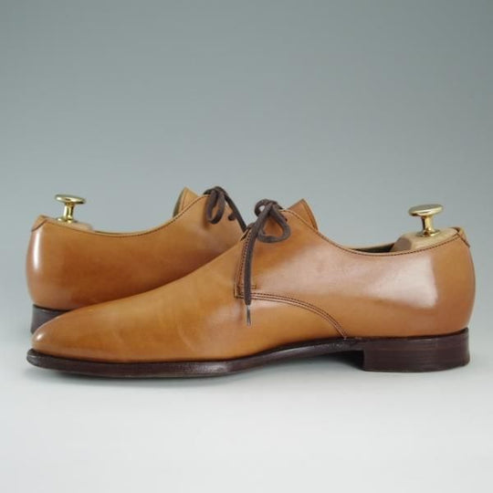 美品★クロケット&ジョーンズ 6E【貴重★360ラスト/トレーディングポスト別注/CRAWLEY】プレーントゥ/カーフ/薄茶/Crockett&Jones★d842