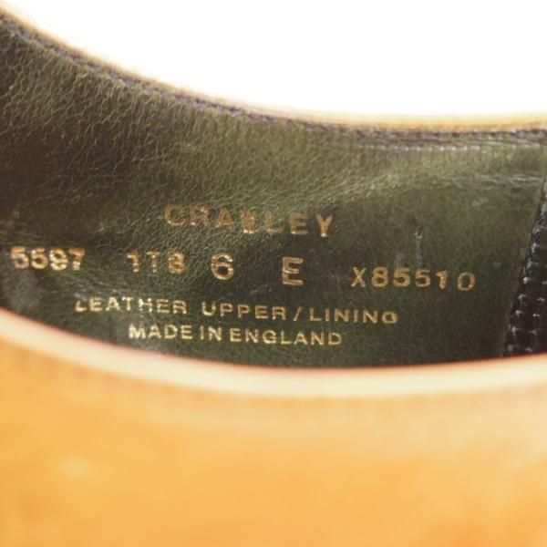 美品★クロケット&ジョーンズ 6E【貴重★360ラスト/トレーディングポスト別注/CRAWLEY】プレーントゥ/カーフ/薄茶/Crockett&Jones★d842