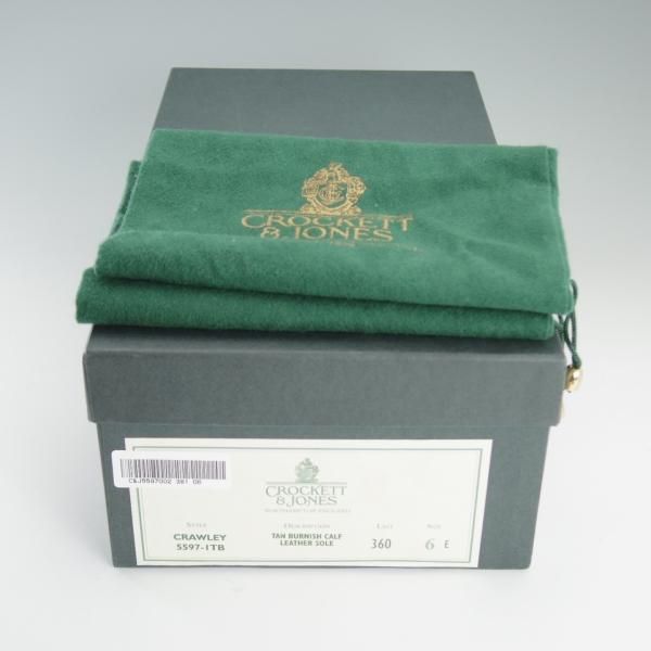 美品★クロケット&ジョーンズ 6E【貴重★360ラスト/トレーディングポスト別注/CRAWLEY】プレーントゥ/カーフ/薄茶/Crockett&Jones★d842