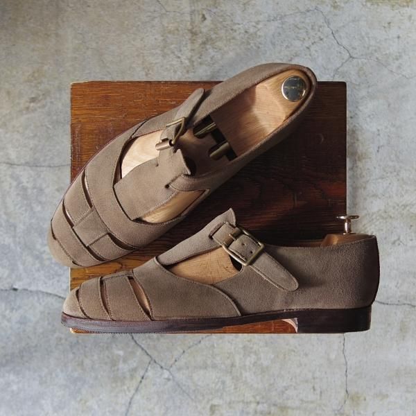 極上★クロケット&ジョーンズ 8E【貴重★FIHSERMAN/フィッシャーマン】グルカサンダル/スエード/薄茶/メンズ/Crockett&Jones★d859