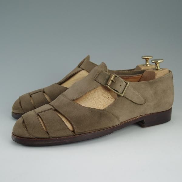 極上★クロケット&ジョーンズ 8E【貴重★FIHSERMAN/フィッシャーマン】グルカサンダル/スエード/薄茶/メンズ/Crockett&Jones★d859