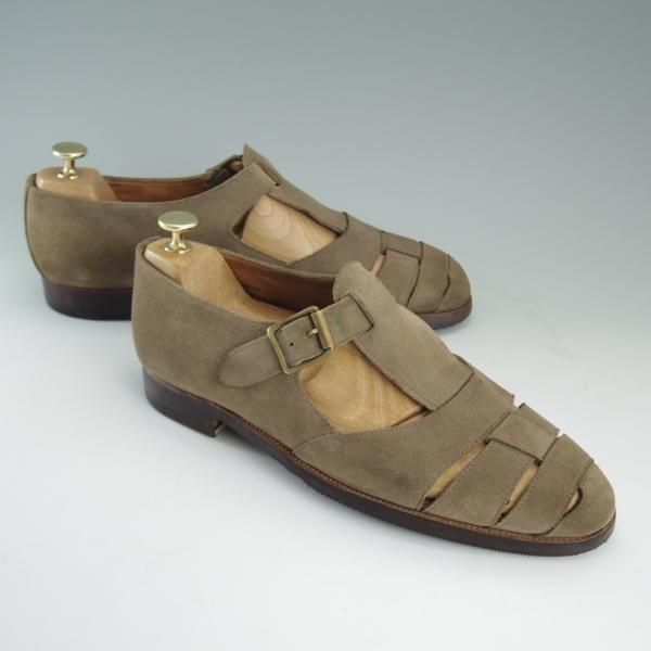 極上★クロケット&ジョーンズ 8E【貴重★FIHSERMAN/フィッシャーマン】グルカサンダル/スエード/薄茶/メンズ/Crockett&Jones★d859