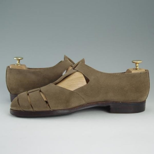 極上★クロケット&ジョーンズ 8E【貴重★FIHSERMAN/フィッシャーマン】グルカサンダル/スエード/薄茶/メンズ/Crockett&Jones★d859