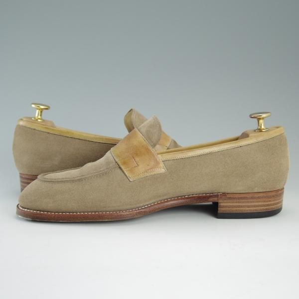 極上★(目黒)BROSENT/ブロセント SIZE 6【★(浅草)セントラル靴製/パティーヌ仕様】コンビローファー/スエード×カーフ/薄茶/メンズ★d863