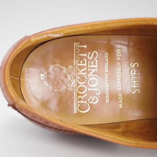 美品★クロケット&ジョーンズ 6E【SHIPS別注★WESTMINSTER/セミブローグ】/カーフ/茶/メンズ/シューズ/シップス/Crockett&Jones★d866
