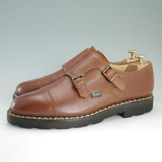 美品★パラブーツ SIZE 8【★グレインレザー/WILLIAM/ウィリアム】マルシェソール/ダブルモンク/コニャック/茶/メンズ/Paraboot★d874