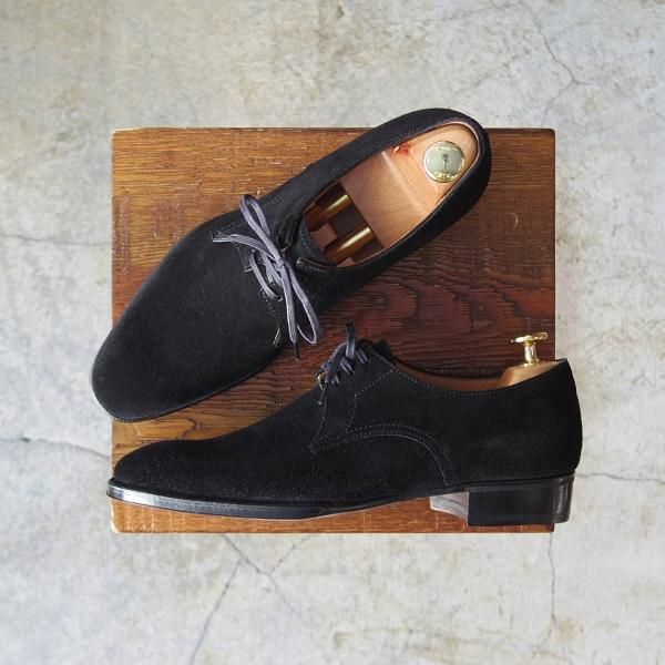 未使用★Oriental/オリエンタル SIZE 5.5【定価￥59,400-★ベベルドグッドイヤー/プレーントゥ】スエード/黒/メンズ★d876