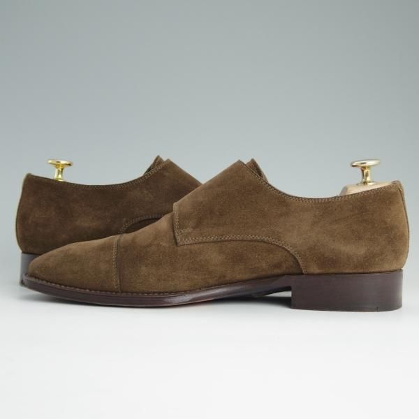 極上★(伊)サントーニ SIZE 5.5【貴重★BEAMS F別注/ブラックラピド製法】ダブルモンク/スエード/茶/メンズ/ビームス/Santoni★d908
