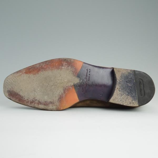 極上★(伊)サントーニ SIZE 5.5【貴重★BEAMS F別注/ブラックラピド製法】ダブルモンク/スエード/茶/メンズ/ビームス/Santoni★d908