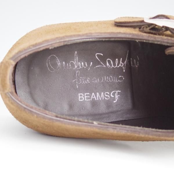 極上★(伊)サントーニ SIZE 5.5【貴重★BEAMS F別注/ブラックラピド製法】ダブルモンク/スエード/茶/メンズ/ビームス/Santoni★d908