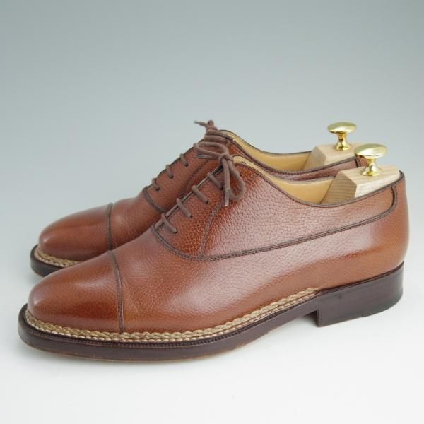 美品★(伊)タニノクリスチー SIZE 6【高額★ノルベジェーゼ製法】ストレートチップ/グレインレザー/茶/メンズ/TANINO CRISCI★d911