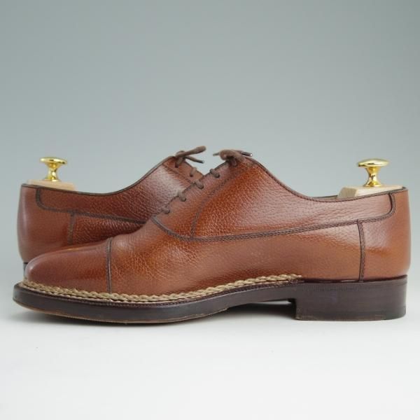 美品★(伊)タニノクリスチー SIZE 6【高額★ノルベジェーゼ製法】ストレートチップ/グレインレザー/茶/メンズ/TANINO CRISCI★d911