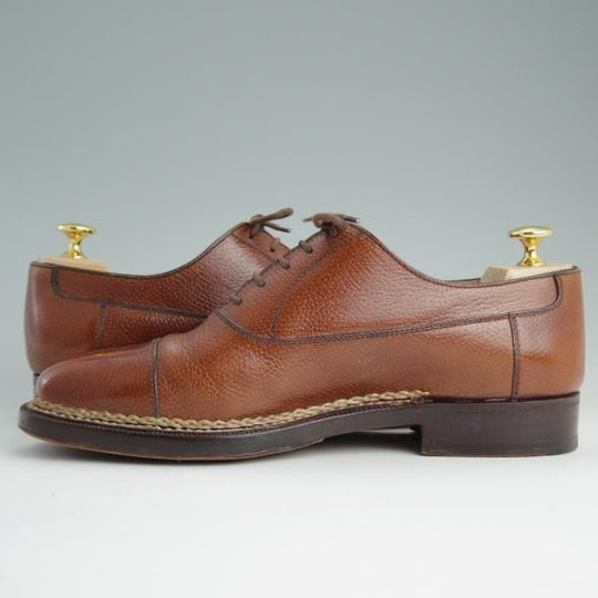 美品★(伊)タニノクリスチー SIZE 6【高額★ノルベジェーゼ製法】ストレートチップ/グレインレザー/茶/メンズ/TANINO CRISCI★d911