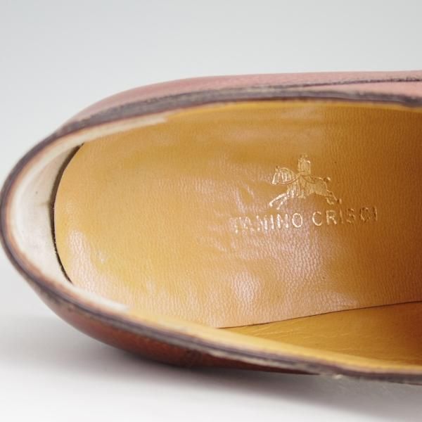 美品★(伊)タニノクリスチー SIZE 6【高額★ノルベジェーゼ製法】ストレートチップ/グレインレザー/茶/メンズ/TANINO CRISCI★d911