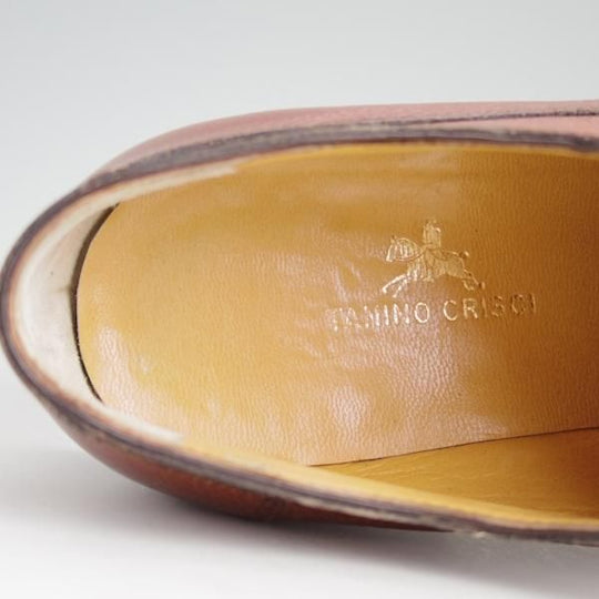 美品★(伊)タニノクリスチー SIZE 6【高額★ノルベジェーゼ製法】ストレートチップ/グレインレザー/茶/メンズ/TANINO CRISCI★d911
