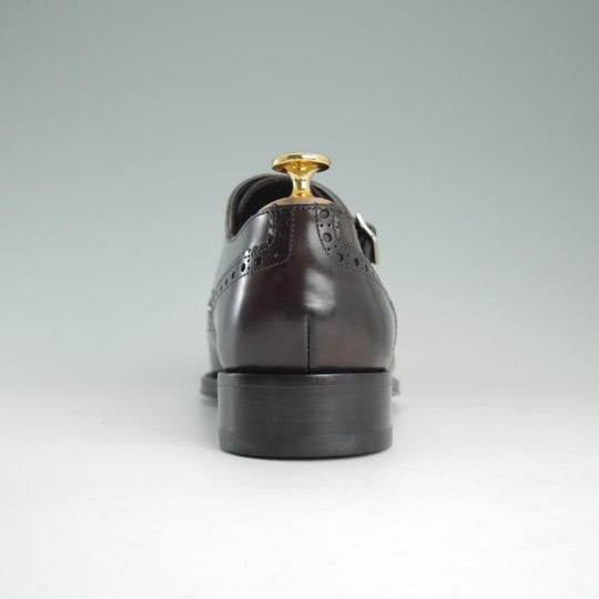 新品★(伊)ORTIGNI/オルティーニ SIZE 39【コンビ仕様★カーフ×グレインレザー】ダブルモンク/濃茶/メンズ★d914