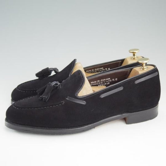 美品★(英)グレンソン 9E【★タッセルローファー/22371-545】スリッポン/スエード/黒/メンズ/GRENSON★d924
