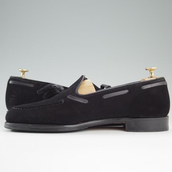 美品★(英)グレンソン 9E【★タッセルローファー/22371-545】スリッポン/スエード/黒/メンズ/GRENSON★d924