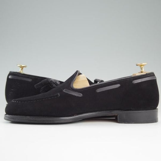 美品★(英)グレンソン 9E【★タッセルローファー/22371-545】スリッポン/スエード/黒/メンズ/GRENSON★d924