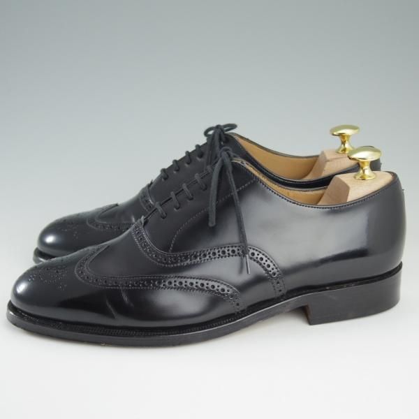 美品★(英)グレンソン 6G【★フルブローグ/6373-01】ウイングチップ/ポリッシュレザー/黒/メンズ/GRENSON★d925