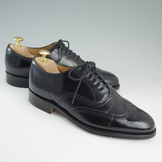 美品★(英)グレンソン 6G【★フルブローグ/6373-01】ウイングチップ/ポリッシュレザー/黒/メンズ/GRENSON★d925