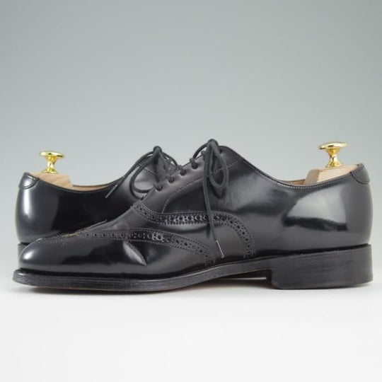 美品★(英)グレンソン 6G【★フルブローグ/6373-01】ウイングチップ/ポリッシュレザー/黒/メンズ/GRENSON★d925