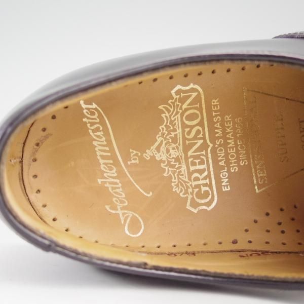 美品★(英)グレンソン 6G【★フルブローグ/6373-01】ウイングチップ/ポリッシュレザー/黒/メンズ/GRENSON★d925