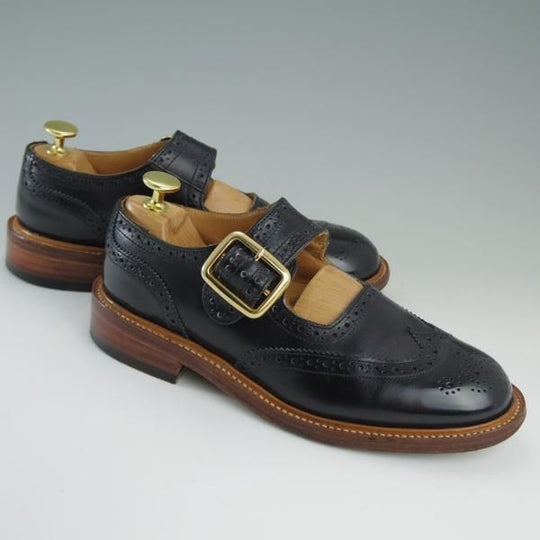 極上★トリッカーズ(レディース) SIZE 5【★メリージェーン/L6011/MARRY JANE】ウイングチップ/カーフ/黒/Tricker's★d928