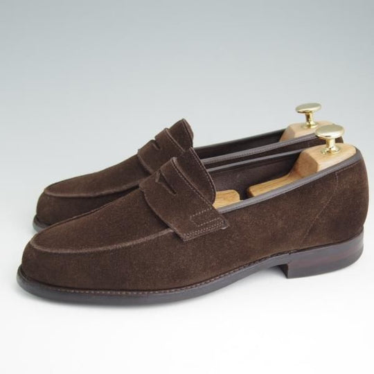 極上★クロケット&ジョーンズ 6.5E【★コインローファー/376ラスト/RICHMOND 2】シティソール/スエード/濃茶/メンズ/Crockett&Jones★d887