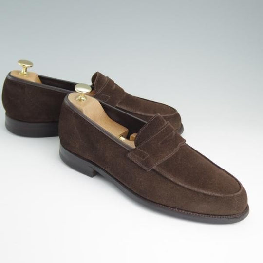 極上★クロケット&ジョーンズ 6.5E【★コインローファー/376ラスト/RICHMOND 2】シティソール/スエード/濃茶/メンズ/Crockett&Jones★d887