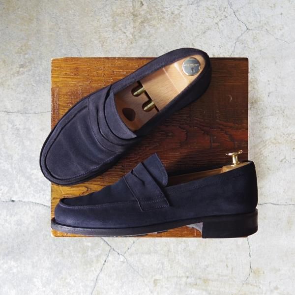 極上★パラブーツ SIZE 5【定番★DAX/ギャラクシーソール仕様】ダックス/コインローファー/スエード/紺/メンズ/Paraboot★d932