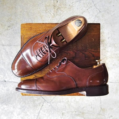 極上★チャーチ 75F/UK7.5【貴重★ブックバインダーカーフ/100ラスト】4都市ロゴ/ストレートチップ/茶/メンズ/Church's★d933