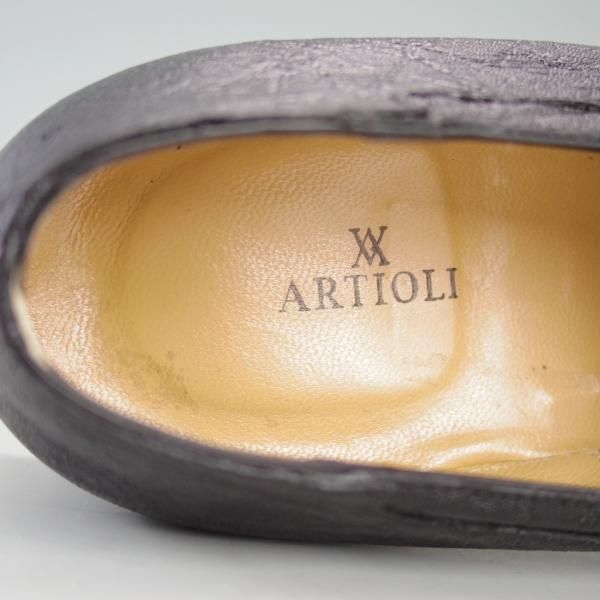 ほぼ未使用★(伊)アルティオリ SIZE 7.5【定価￥168,000-★象革/エレファントレザー】モンクストラップ/黒/メンズ/ARTIOLI★d935