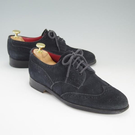 極上★トリッカーズ(レディース) SIZE 4.5【★カントリーシューズ/L7290】ウイングチップ/フルブローグ/スエード/紺/短靴/Tricker's★d936