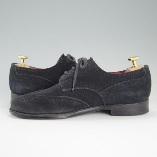 極上★トリッカーズ(レディース) SIZE 4.5【★カントリーシューズ/L7290】ウイングチップ/フルブローグ/スエード/紺/短靴/Tricker's★d936