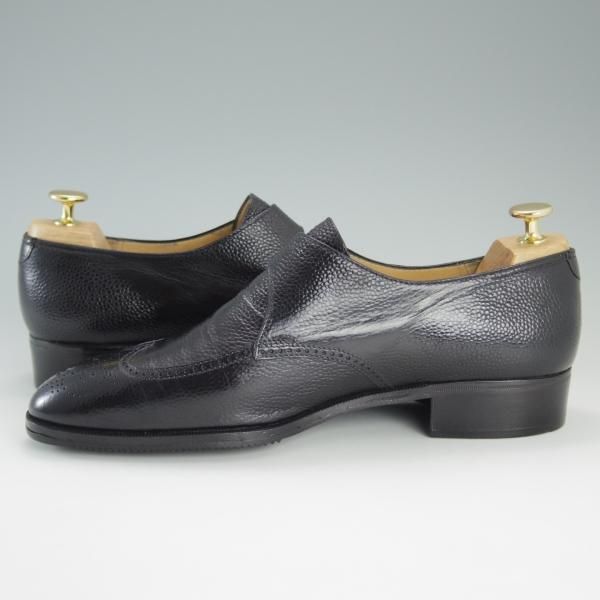 極上★(伊)ARTIOLI/アルティオリ UK8.5程度【定価15万円以上★モンクストラップ】ウイングチップ/グレインレザー/黒/メンズ★d938