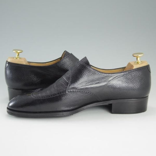 極上★(伊)ARTIOLI/アルティオリ UK8.5程度【定価15万円以上★モンクストラップ】ウイングチップ/グレインレザー/黒/メンズ★d938