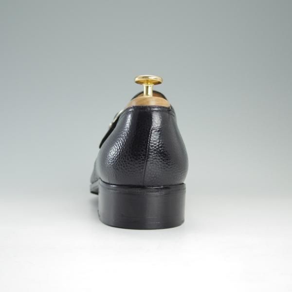 極上★(伊)ARTIOLI/アルティオリ UK8.5程度【定価15万円以上★モンクストラップ】ウイングチップ/グレインレザー/黒/メンズ★d938