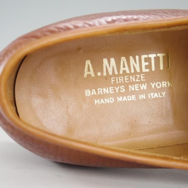 極上★(伊)アンジェロ・マネッティ SIZE 5.5【定価10万円程度★グッドイヤーウェルテッド製法】ローファー/茶/Angiolo Manetti★d939