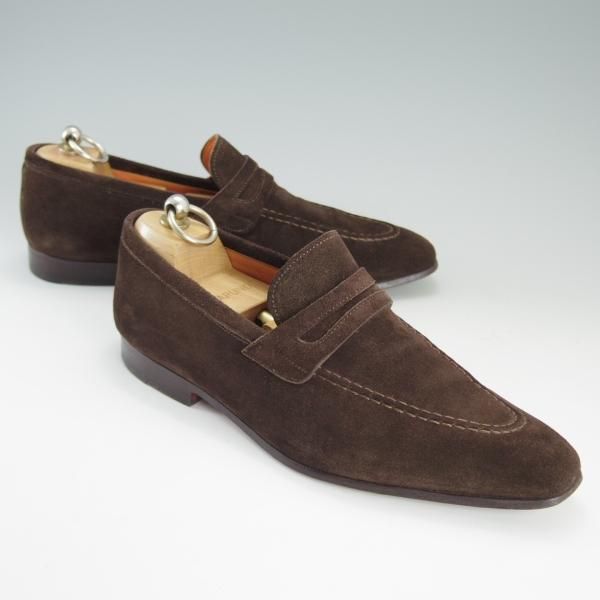 極上★(伊)サントーニ SIZE 4.5【貴重★BEAMS F別注/コインローファー】スエード/濃茶/メンズ/ビームス/Santoni★d940