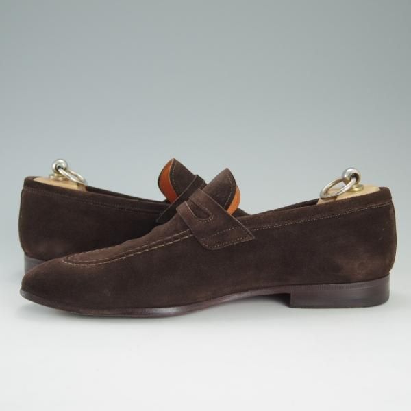 極上★(伊)サントーニ SIZE 4.5【貴重★BEAMS F別注/コインローファー】スエード/濃茶/メンズ/ビームス/Santoni★d940