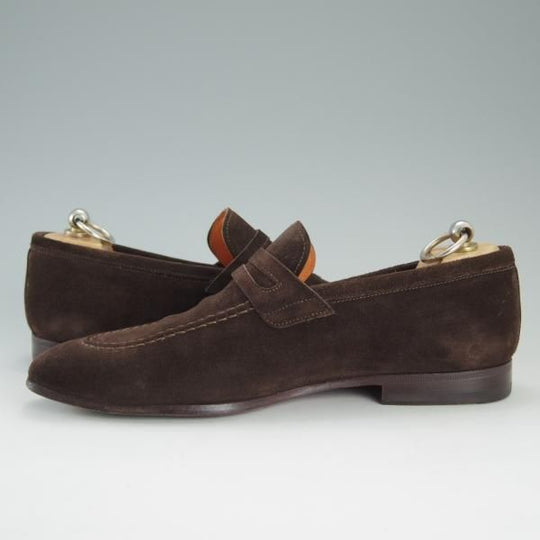 極上★(伊)サントーニ SIZE 4.5【貴重★BEAMS F別注/コインローファー】スエード/濃茶/メンズ/ビームス/Santoni★d940