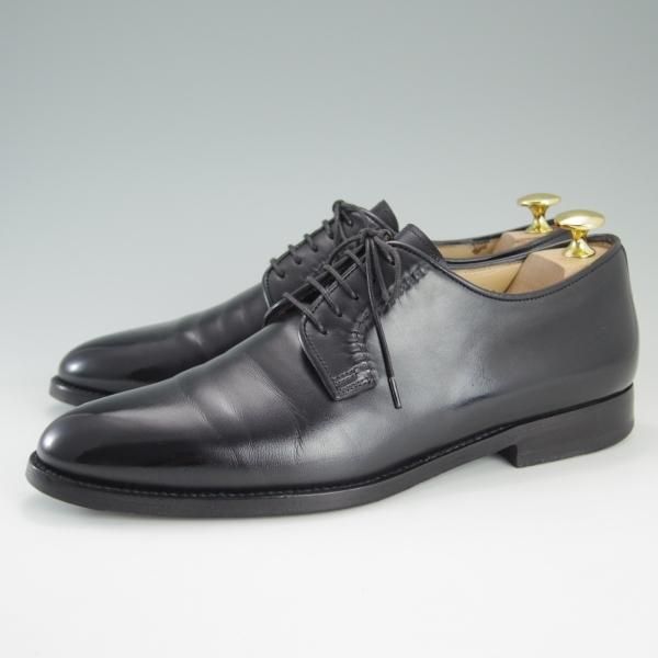 極上★(伊)サントーニ SIZE 5【上級★スキンステッチ仕様/ブラックラピド製法】プレーントゥ/カーフ/黒/メンズ/Santoni★d941