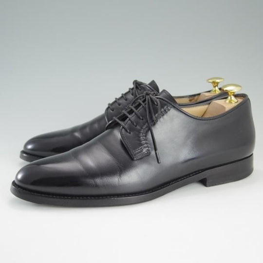 極上★(伊)サントーニ SIZE 5【上級★スキンステッチ仕様/ブラックラピド製法】プレーントゥ/カーフ/黒/メンズ/Santoni★d941