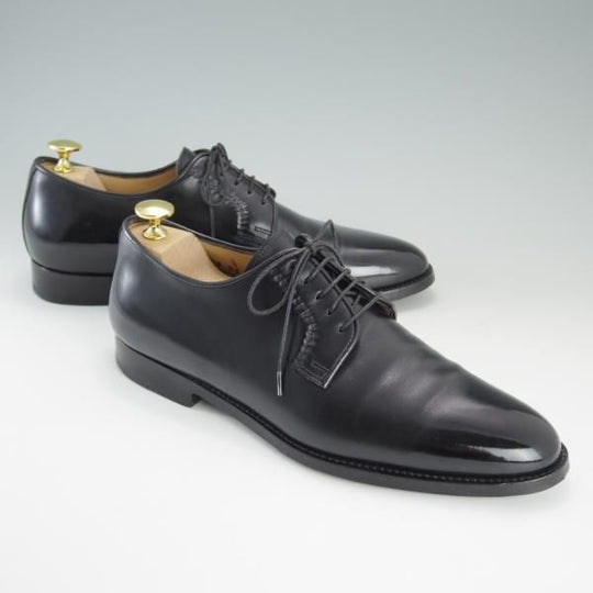 極上★(伊)サントーニ SIZE 5【上級★スキンステッチ仕様/ブラックラピド製法】プレーントゥ/カーフ/黒/メンズ/Santoni★d941