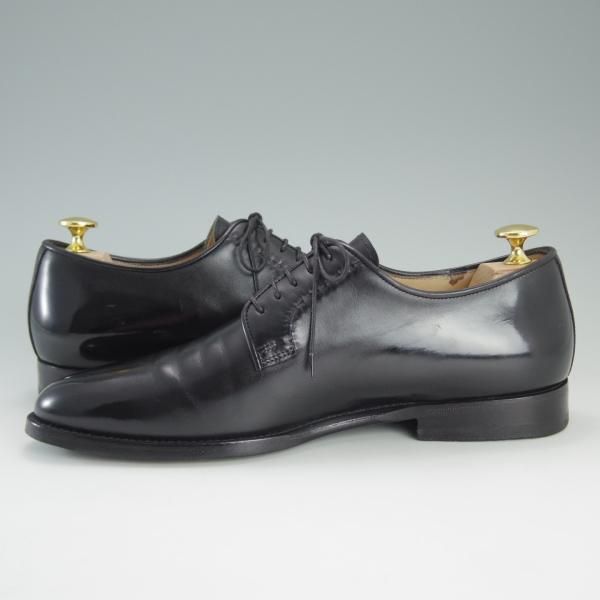 極上★(伊)サントーニ SIZE 5【上級★スキンステッチ仕様/ブラックラピド製法】プレーントゥ/カーフ/黒/メンズ/Santoni★d941