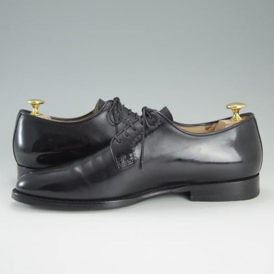 極上★(伊)サントーニ SIZE 5【上級★スキンステッチ仕様/ブラックラピド製法】プレーントゥ/カーフ/黒/メンズ/Santoni★d941