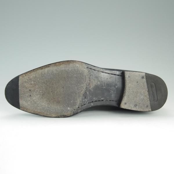 極上★(伊)サントーニ SIZE 5【上級★スキンステッチ仕様/ブラックラピド製法】プレーントゥ/カーフ/黒/メンズ/Santoni★d941