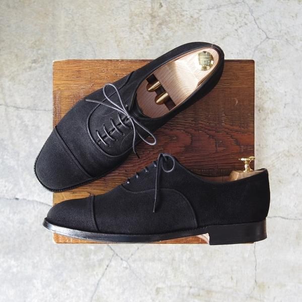 極上★チャーチ 70F/UK7【旧チャーチ★73ラスト/ASQUITH/アスキス】4都市ロゴ/ストレートチップ/スエード/黒/メンズ/Church's★d943