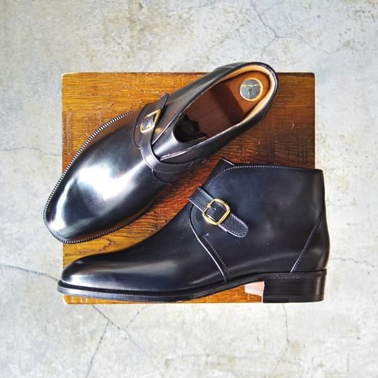 未使用★(伊)タニノクリスチー SIZE 6.5【貴重★ジョージブーツ/129295】カーフ/黒/メンズ/TANINO CRISCI★d952